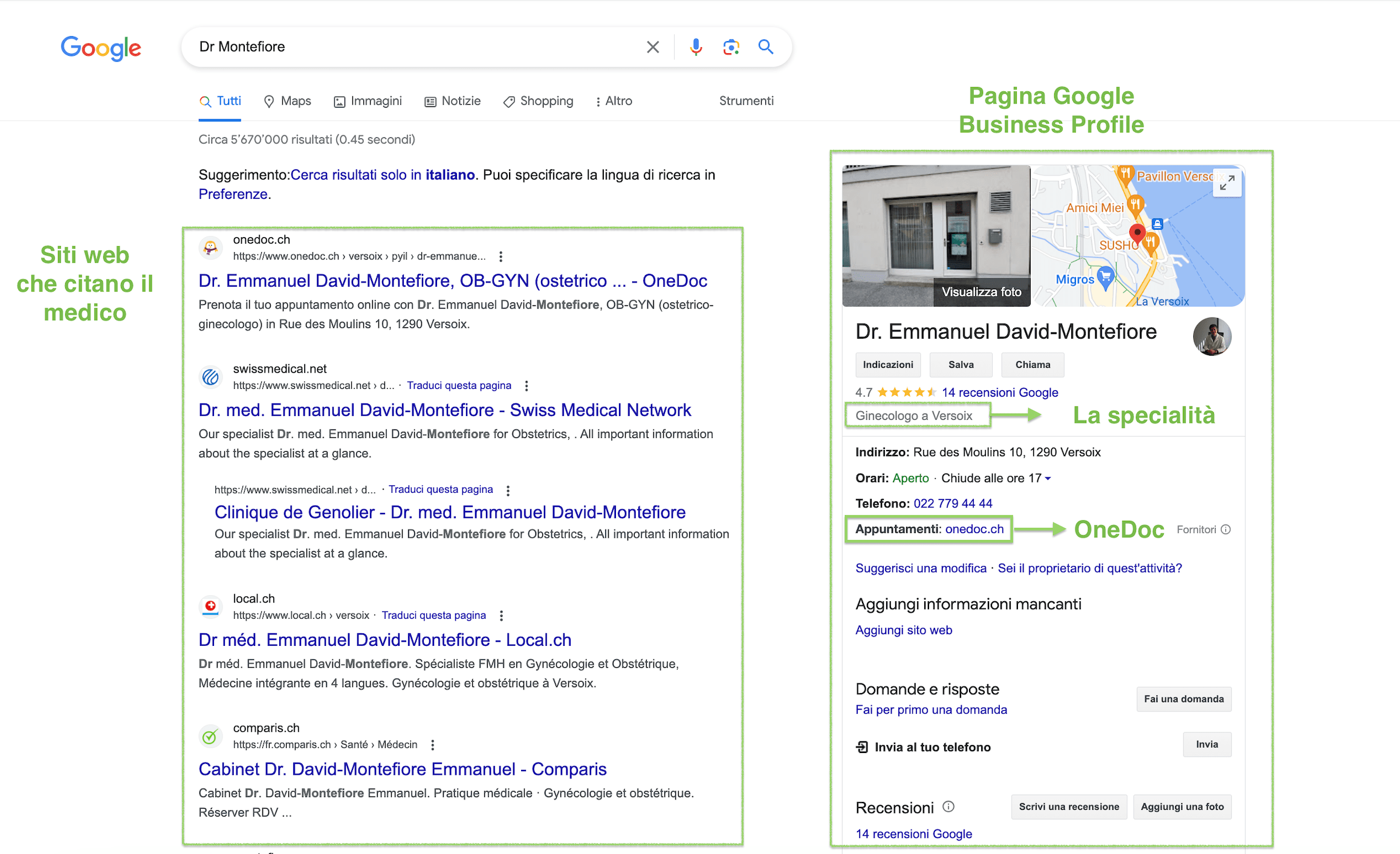 Profilo aziendale di Google per i professionisti sanitari