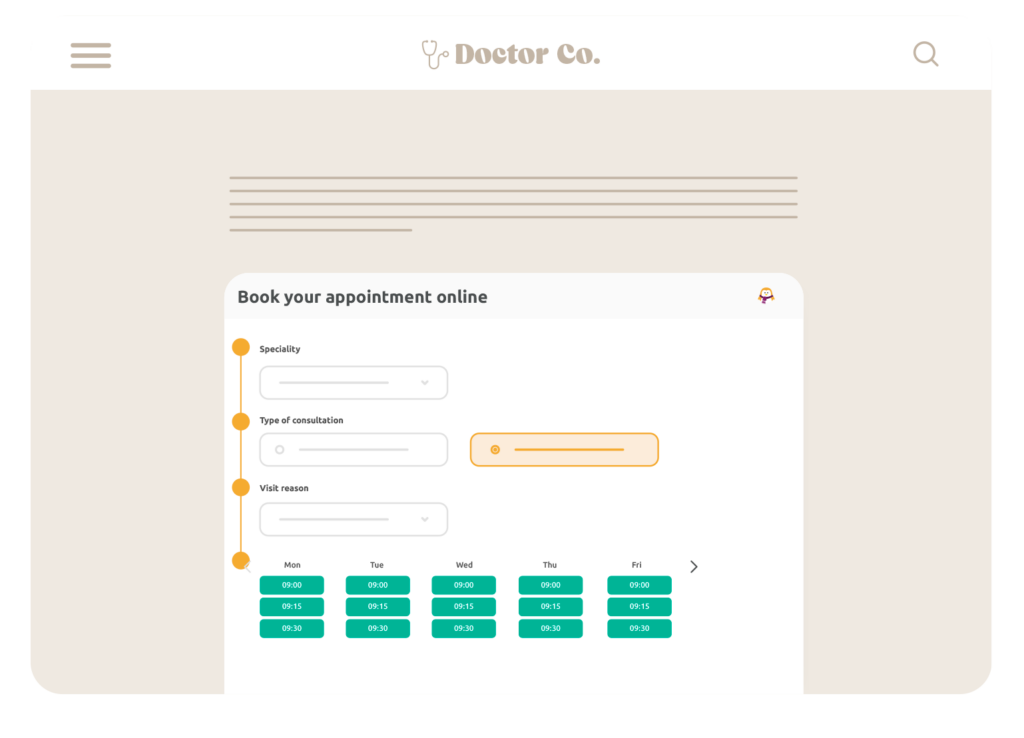 Integrate the OneDoc appointment booking widget into your website