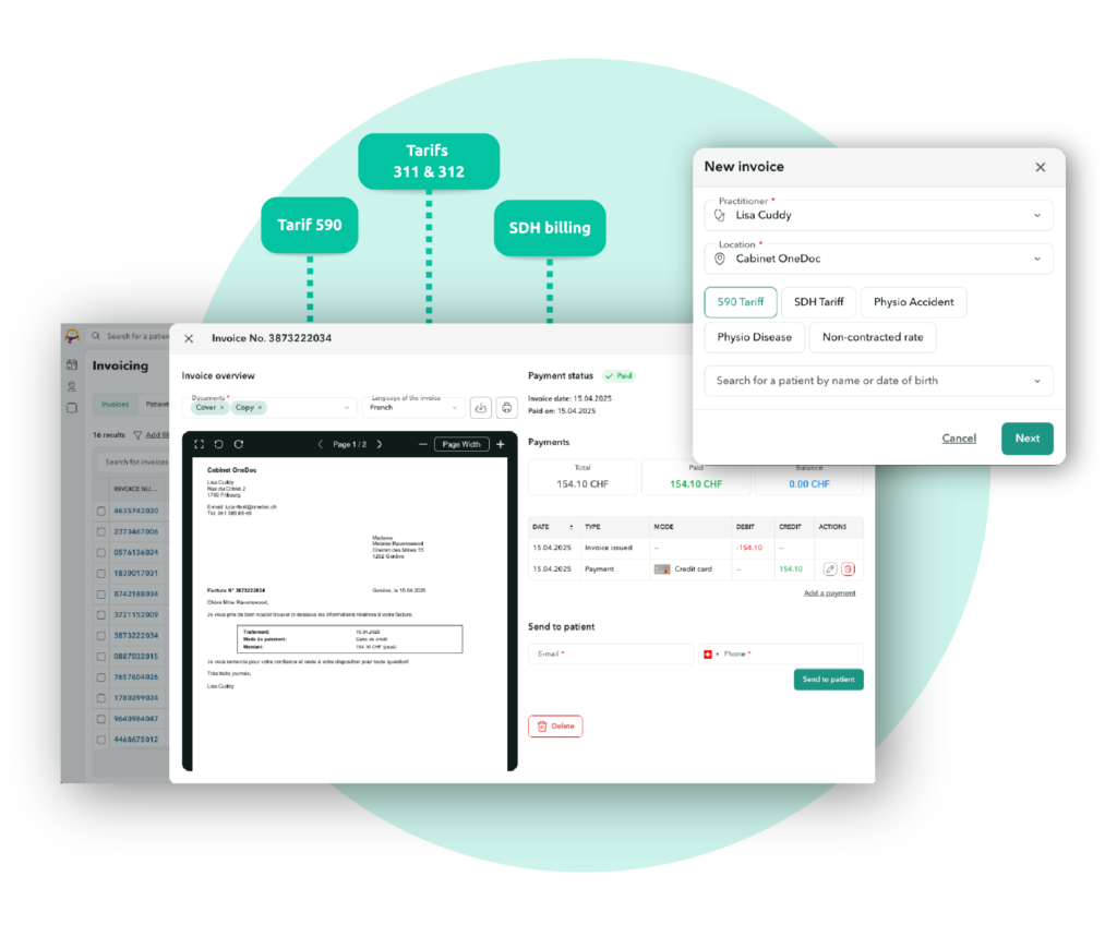 Easy billing with the billing software for therapists, physiotherapists and dental hygienists