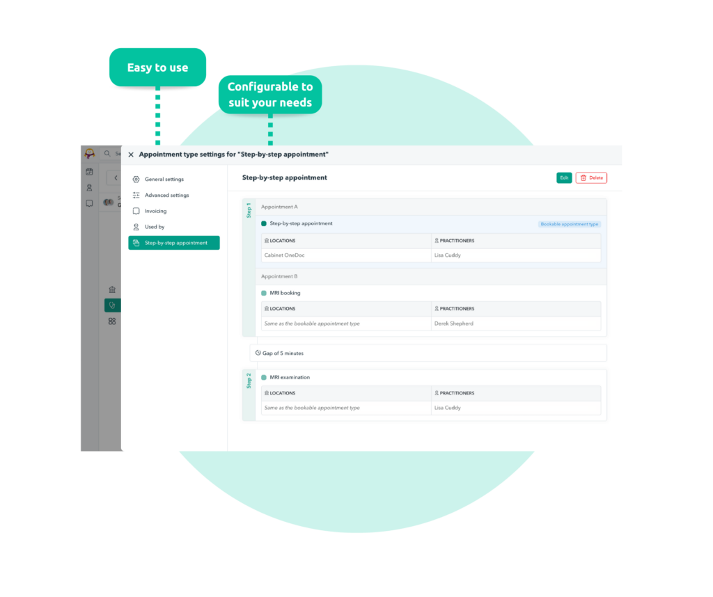 OneDoc makes it easy to set up appointments step by step