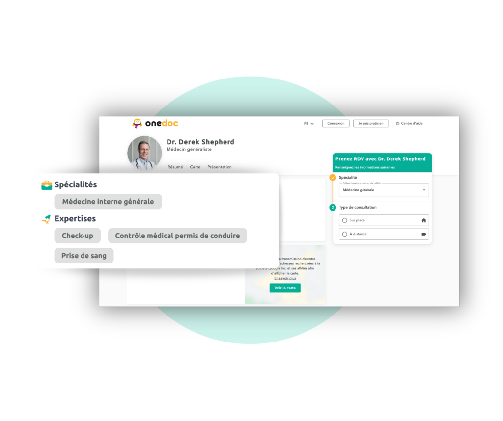 Avec OneDoc, votre expertise est mise en avant, ce qui permet aux patients de la trouver plus facilement.