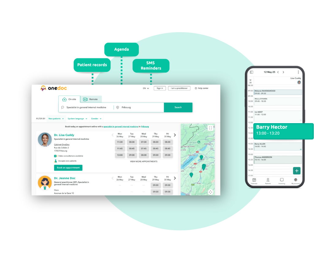 offer online appointment booking for patients and simplify your administration with OneDoc
