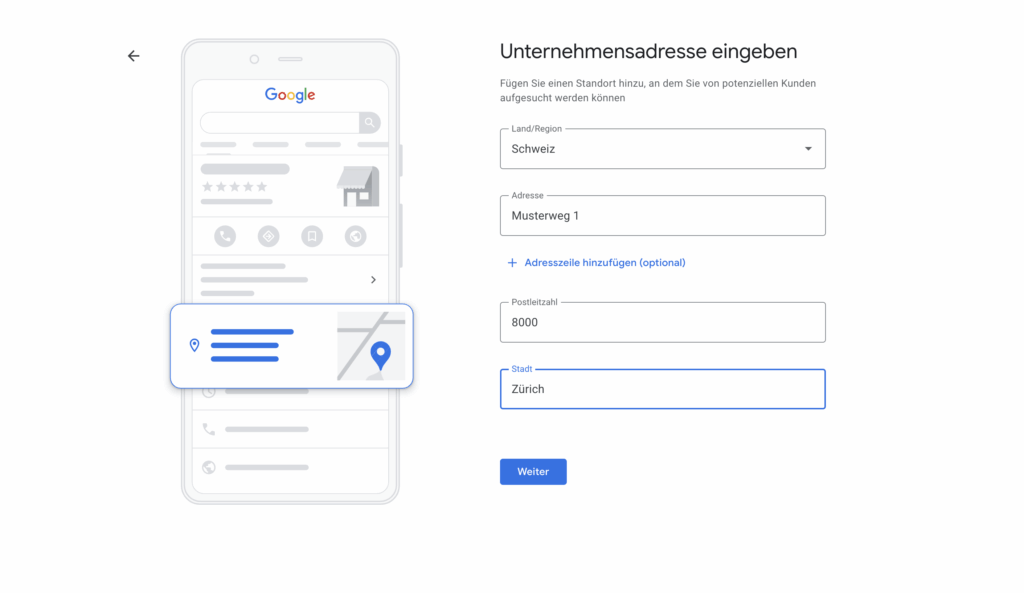 Add the address of your business