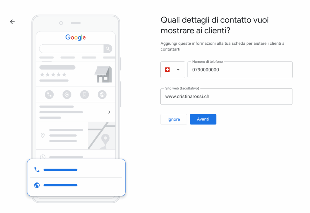 Inserisci i tuoi dati di contatto