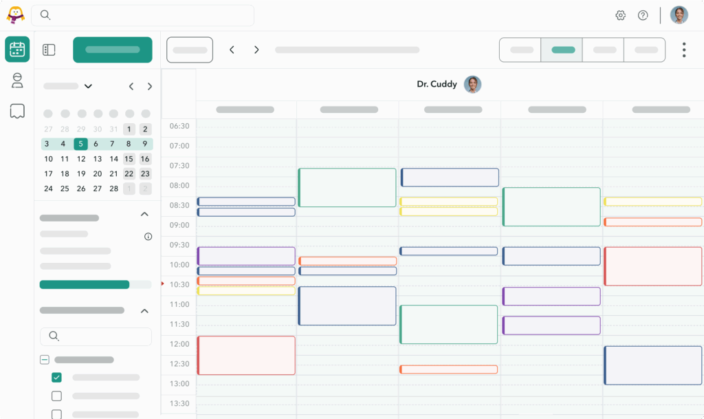 Agenda Onedoc Pro Interface de l'agenda OneDoc Pro affichant plusieurs rendez-vous programmés.