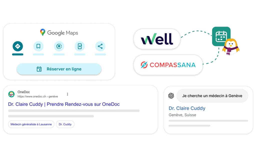 combinaison-fonctionnalite-pour-ameliorer-votre-visibilite-en-ligne Présentation synthétiques des options contribuant à améliorez la visibilité des cabinets médicaux