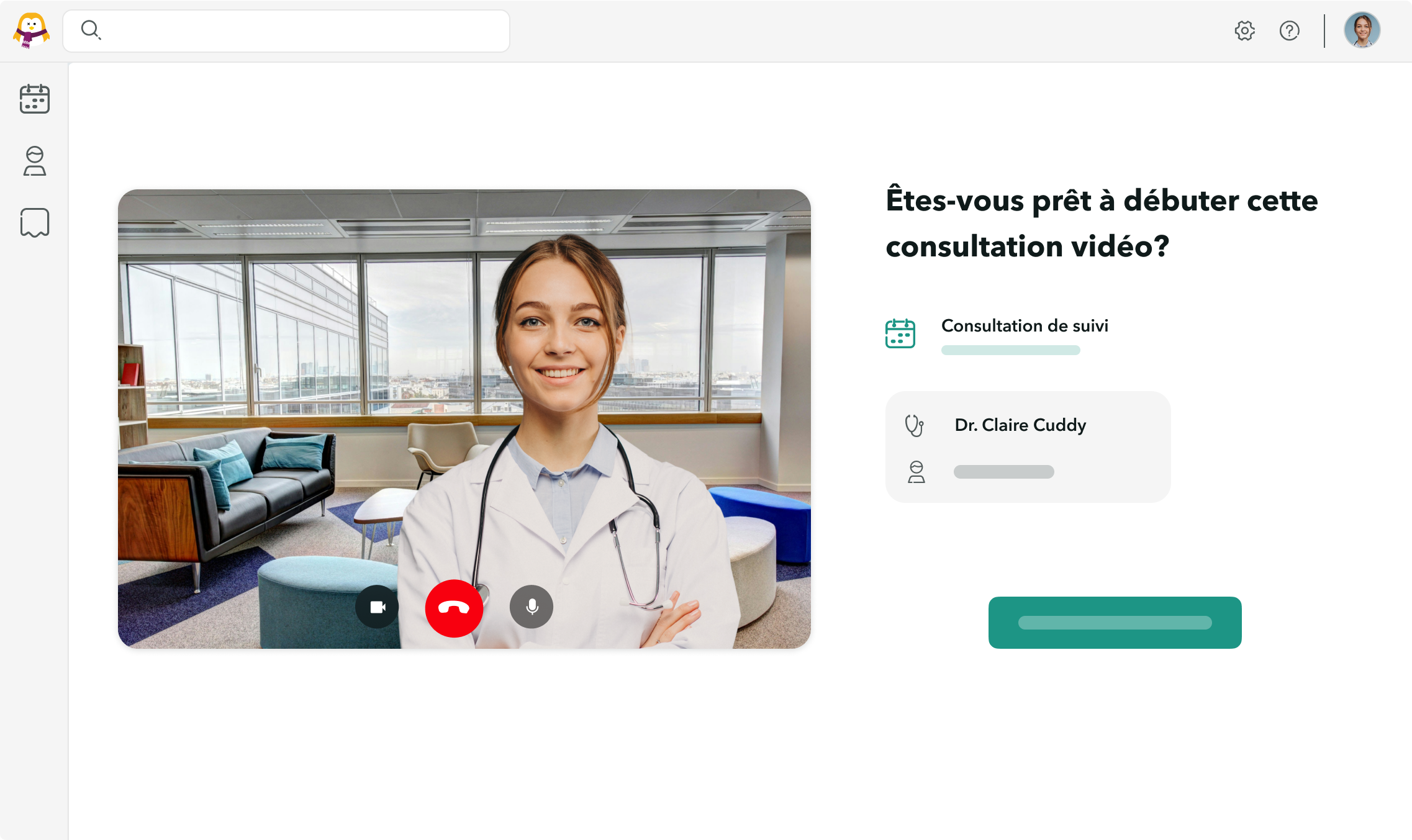 consultation-video Interface OneDoc Visio avant le début d’une consultation vidéo.