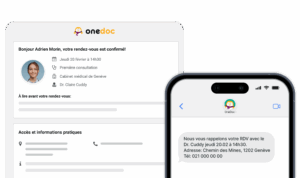 email-de-comfirmation-sms-de-rappel Combinaison d'un exemple d'email de confirmation avec un SMS de rappel pour réduire les appels au cabinet