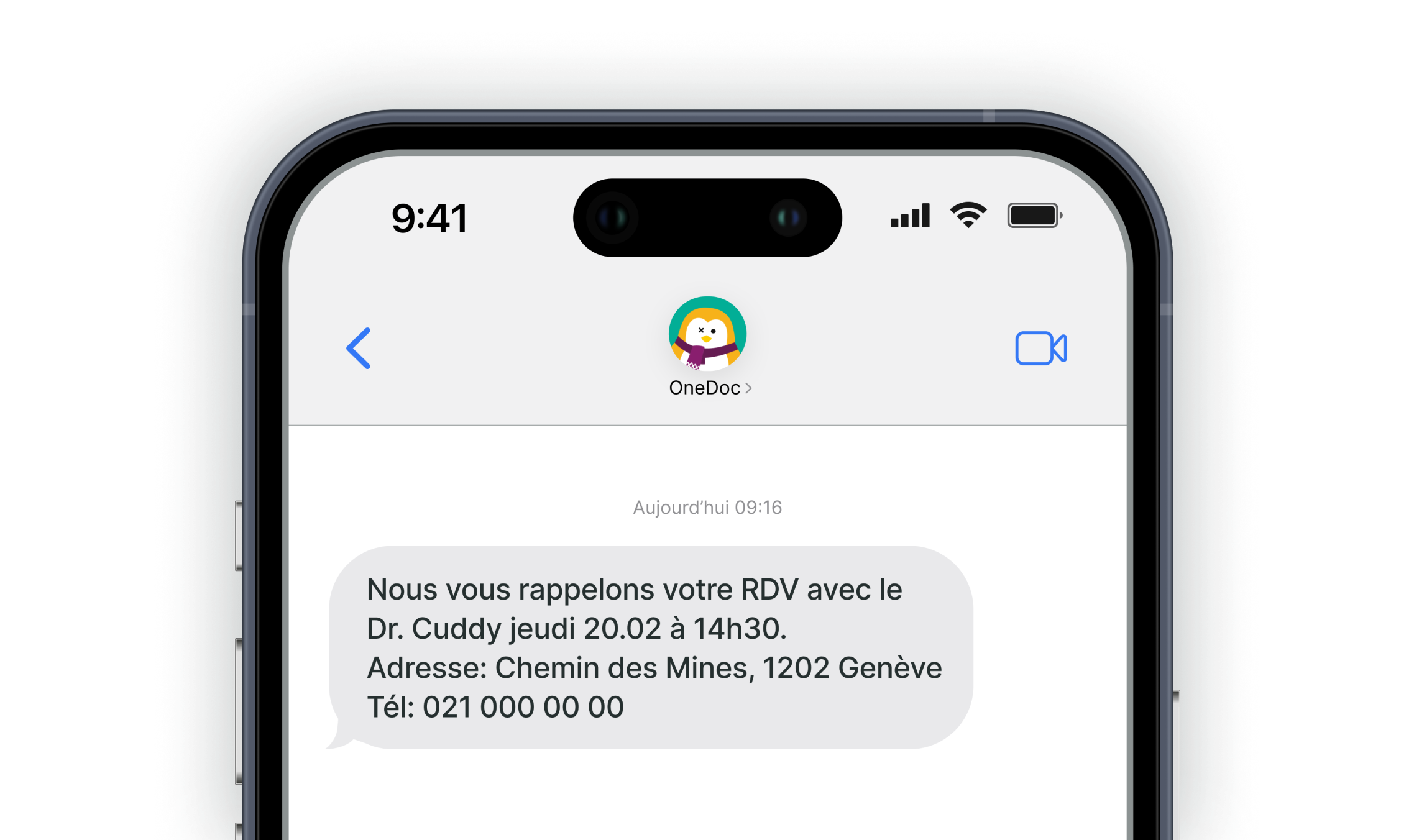 exemple-sms-de-rappel Exemple de SMS de rappel reçu automatiquement par les patients