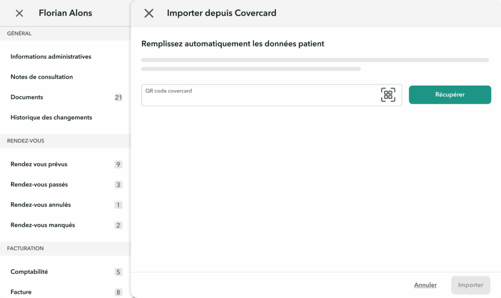Covercard-importation-donnes-patient-OneDoc-Pro Importation des données patient grâce au Covercard Synstem