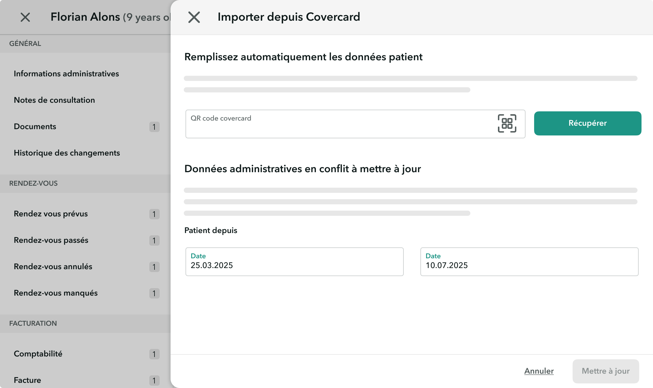 Mise à jour des données patient grâce au système Covercard