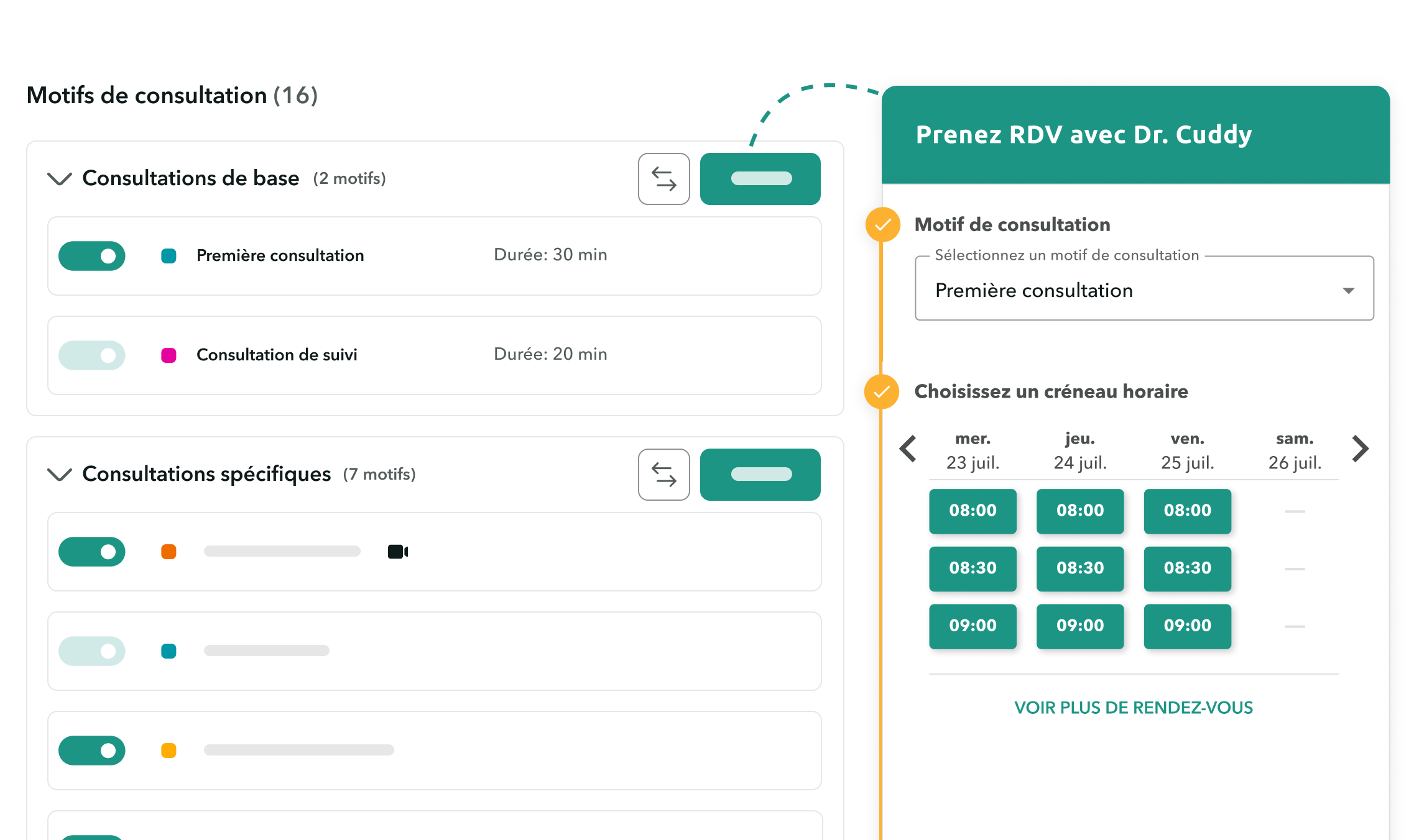 Parametres-customisation-widget-OneDoc-Pro Interface de configuration du widget sur OneDoc Pro