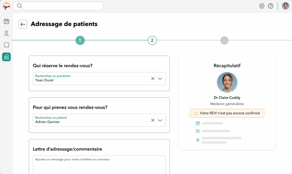 adressage-transmission-lettre-documents Interfasse de l'adressage sur OneDoc Pro avec la possibilité de joindre une lettre