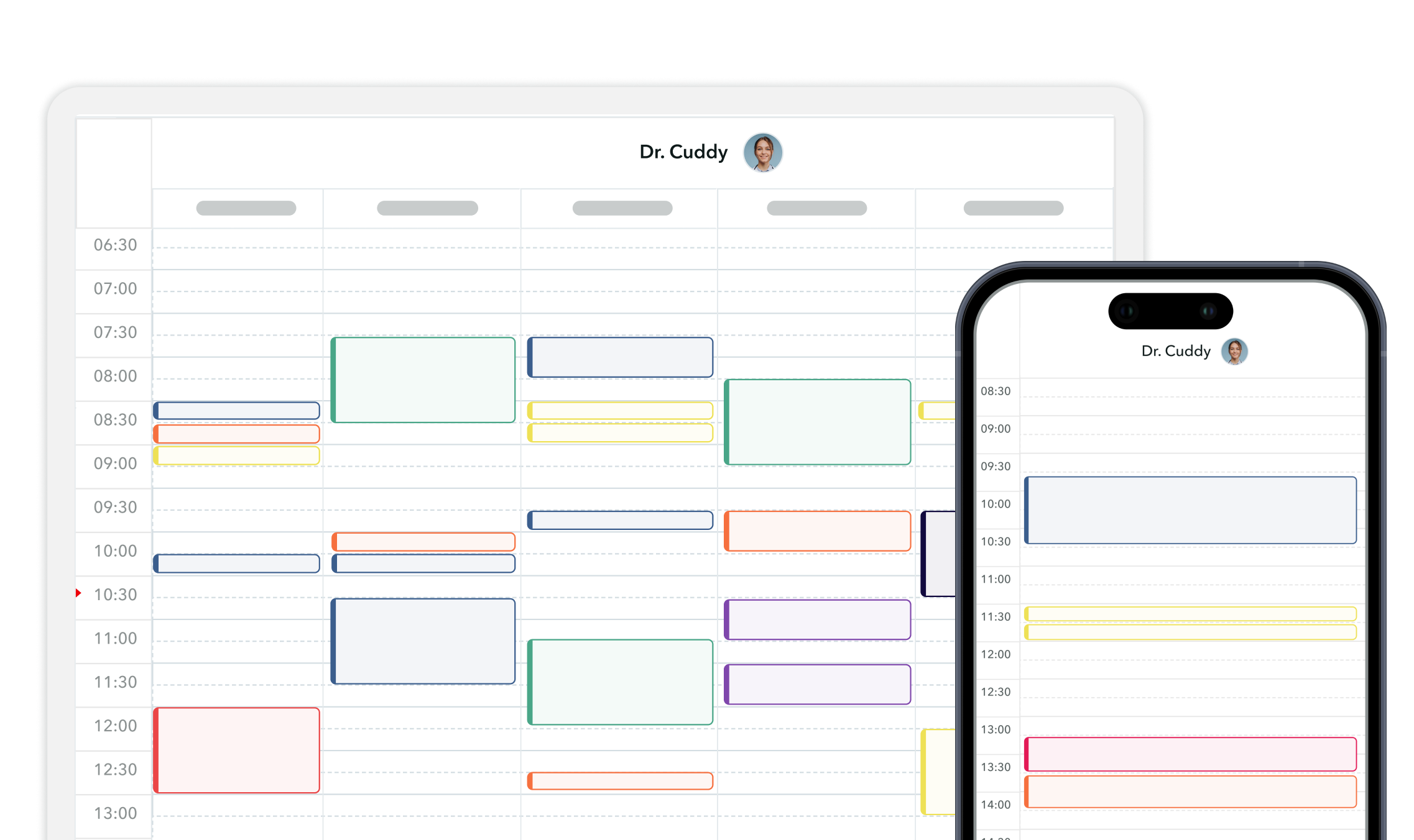 agenda-mobile-tablette Tablette et mobile affichant l'agenda OneDoc Pro