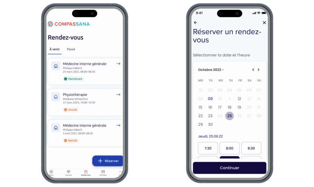 application-Compassana-Well-OneDoc-Pro Application Compassana et Well proposant des rendez-vous avec les practiciens de OneDoc