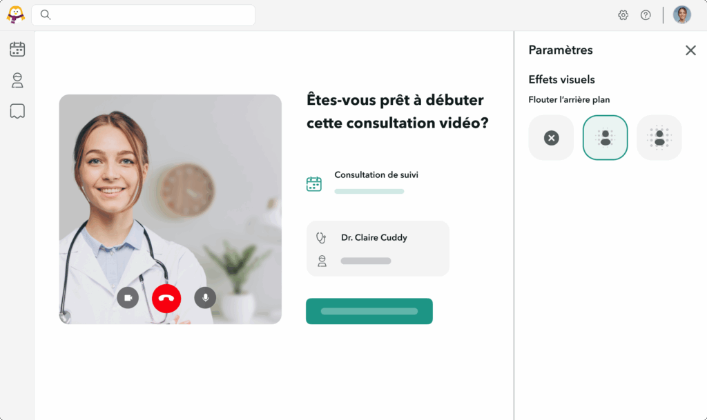 arriere-plan-flou-OneDoc-Visio-teleconsultation Paramètres des arrière-plans dans OneDoc Visio, avec une sélection d'arrière-plans professionnels pour les téléconsultations