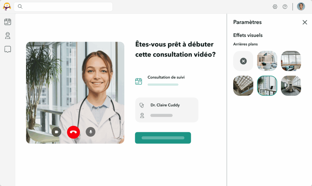 arriere-plan-professionnel-OneDoc-Visio-teleconsultation Paramètres des arrière-plans dans OneDoc Visio, avec une sélection d'arrière-plans professionnels pour les téléconsultations
