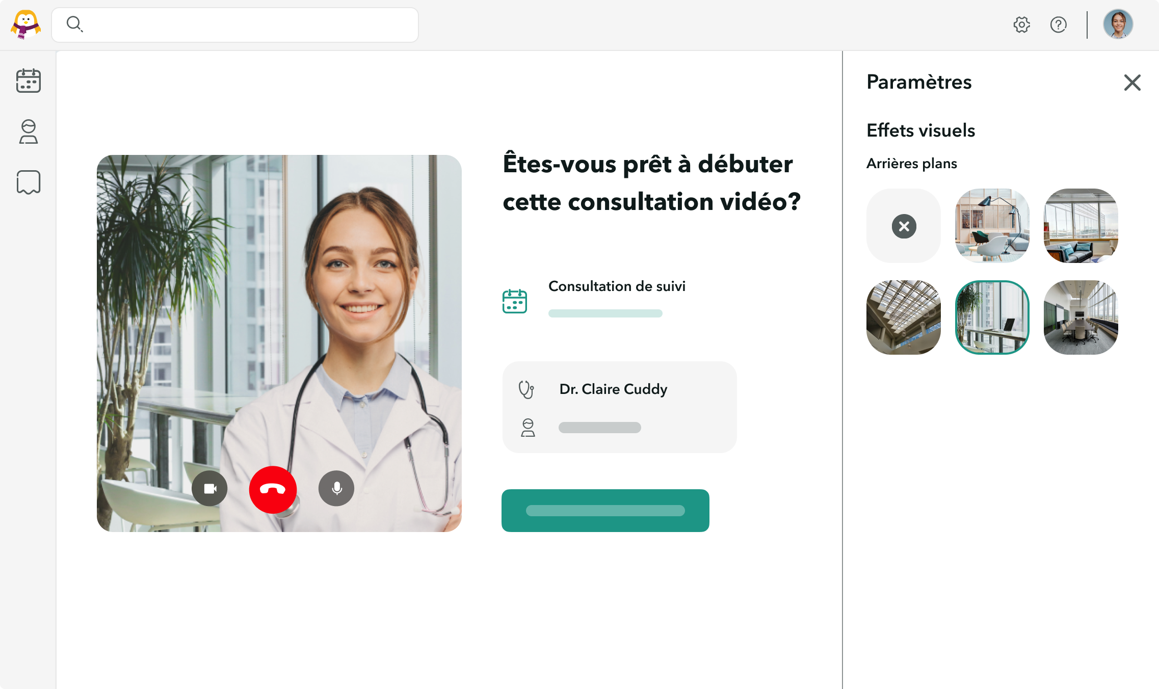arriere-plan-professionnel-OneDoc-Visio-teleconsultation Paramètres des arrière-plans dans OneDoc Visio, avec une sélection d'arrière-plans professionnels pour les téléconsultations