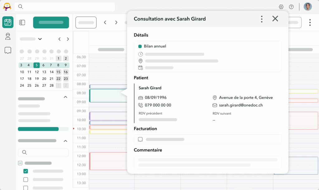 creer-gerer-fiches-patient-OneDoc-Pro Interface OneDoc et la création d'un patient directement depuis l'agenda OneDoc Pro