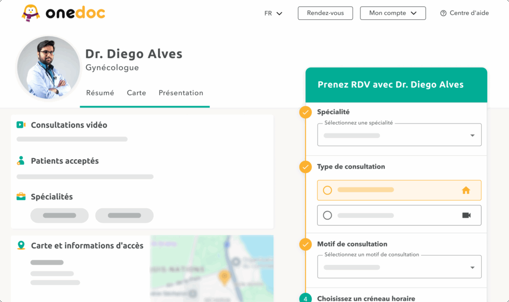 profil-medecin-specialiste-onedoc-ch Vue d'une page profil de médecin spécialiste sur onedoc.ch