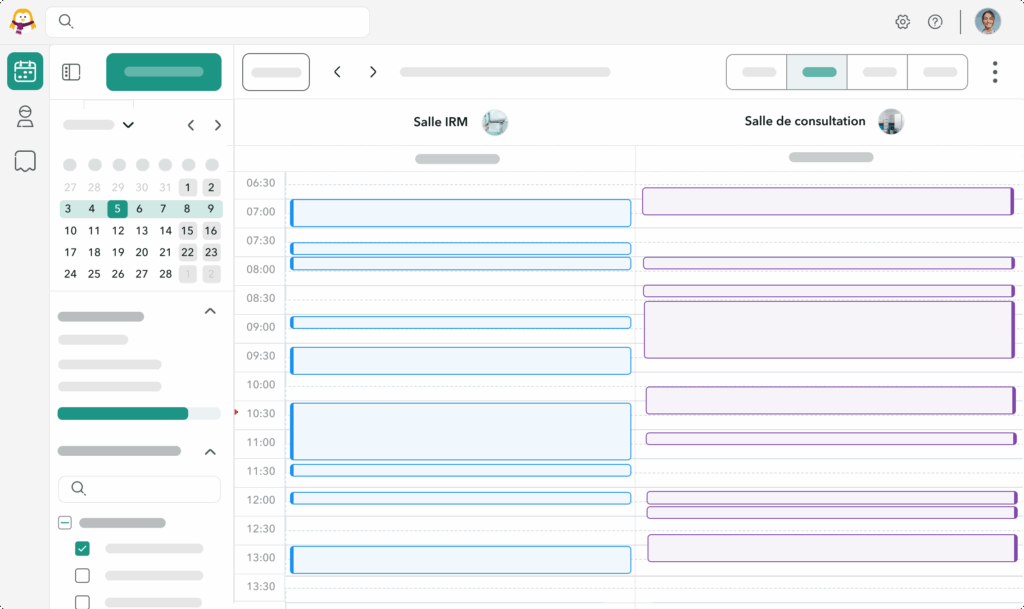 reservation-ressources-calendrier Interface OneDoc Pro avec les calendriers de deux ressources gérées automatiquement