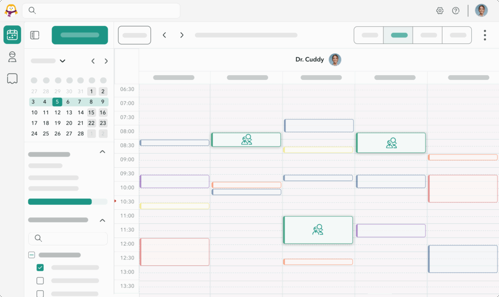 vue-ensemble-adressage Vue de l'agenda OneDoc avec les rendez-vous d'adressage mis en avant.