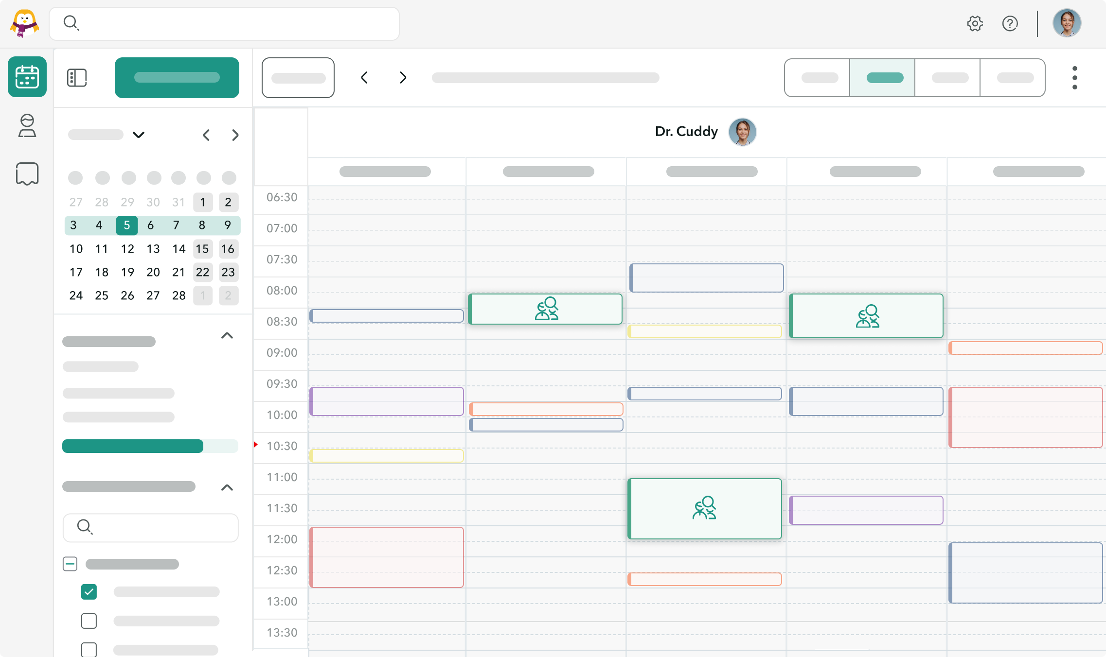 vue-ensemble-adressage Vue de l'agenda OneDoc avec les rendez-vous d'adressage mis en avant.