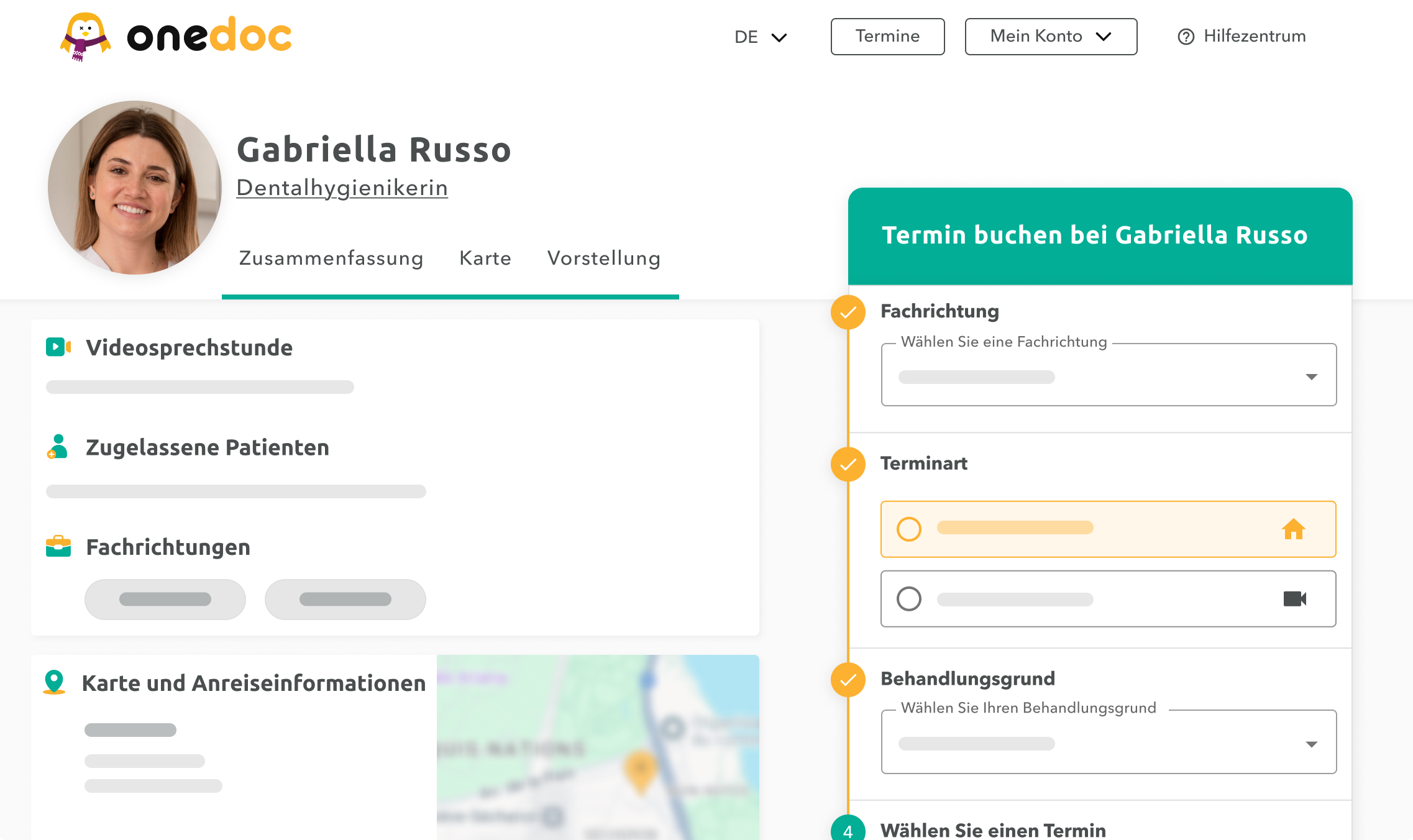 profil-hygieniste-dentaire-onedoc-ch online sichtbarkeit für dentalhygienikerin onedoc
