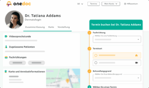 OneDoc-ch profil und Online Terminbuchung für Dermatologen