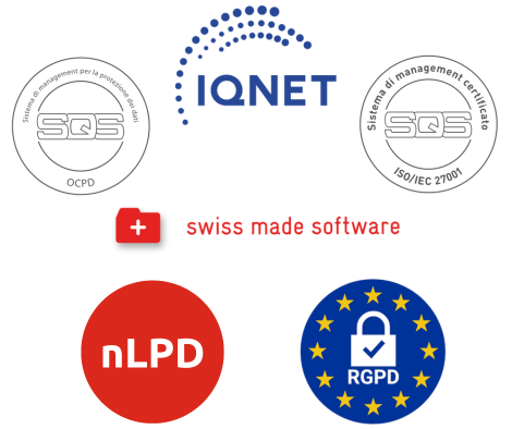 label certifications onedoc pro Logos des certifications dont bénéficient OneDoc Pro: ISO 27001, OCPD, Swiss-made software
