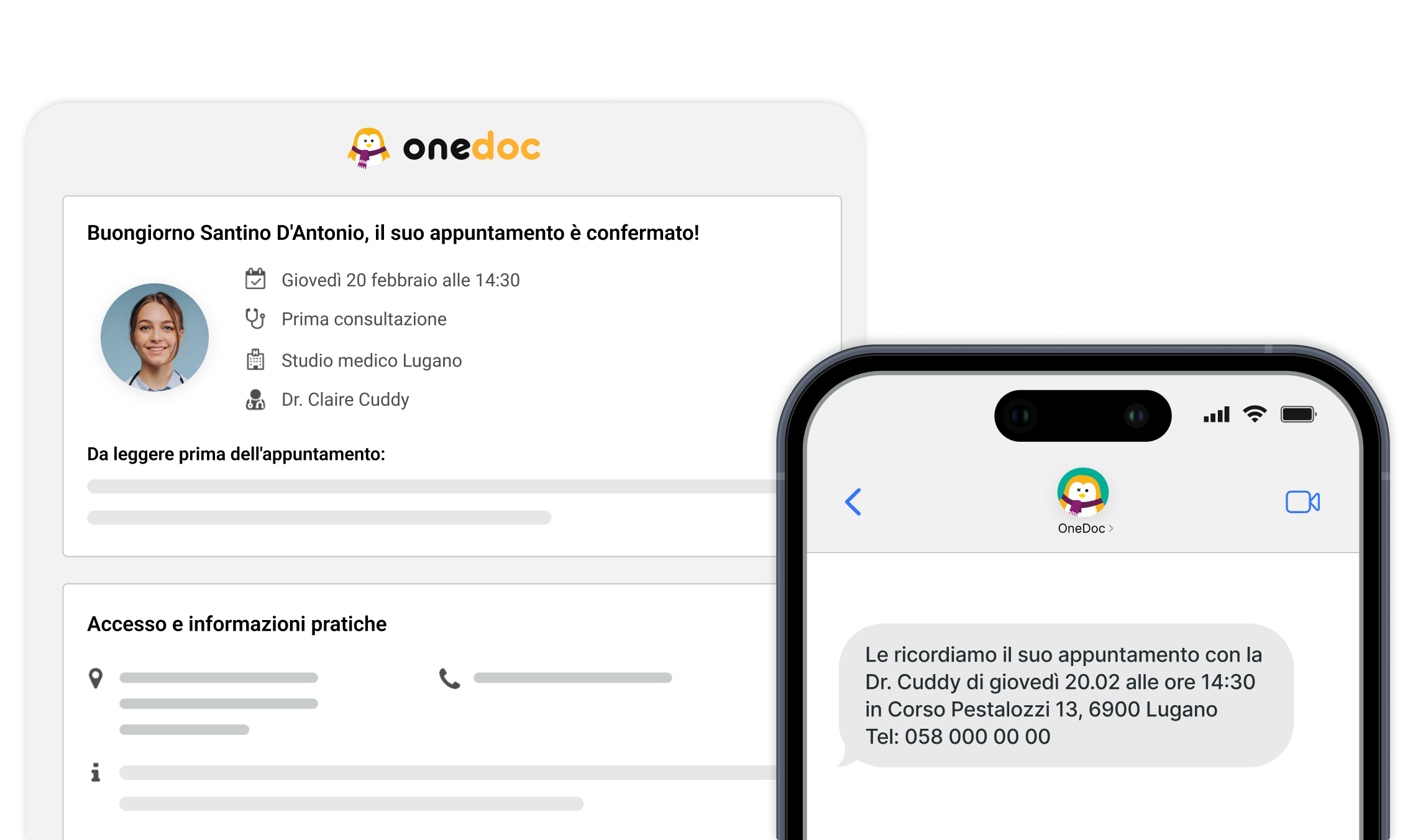 promemoria-sms-email-de-conferma Combinazione di un esempio di e-mail di conferma con un SMS di promemoria per ridurre le chiamate allo studio