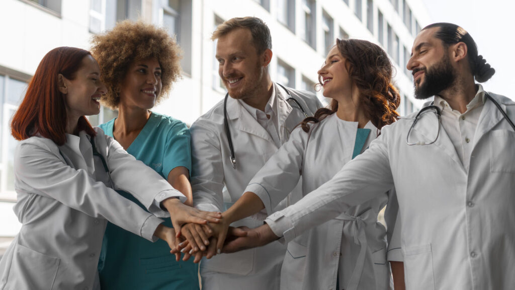 Group of doctors from the Swiss healthcare network joining forces