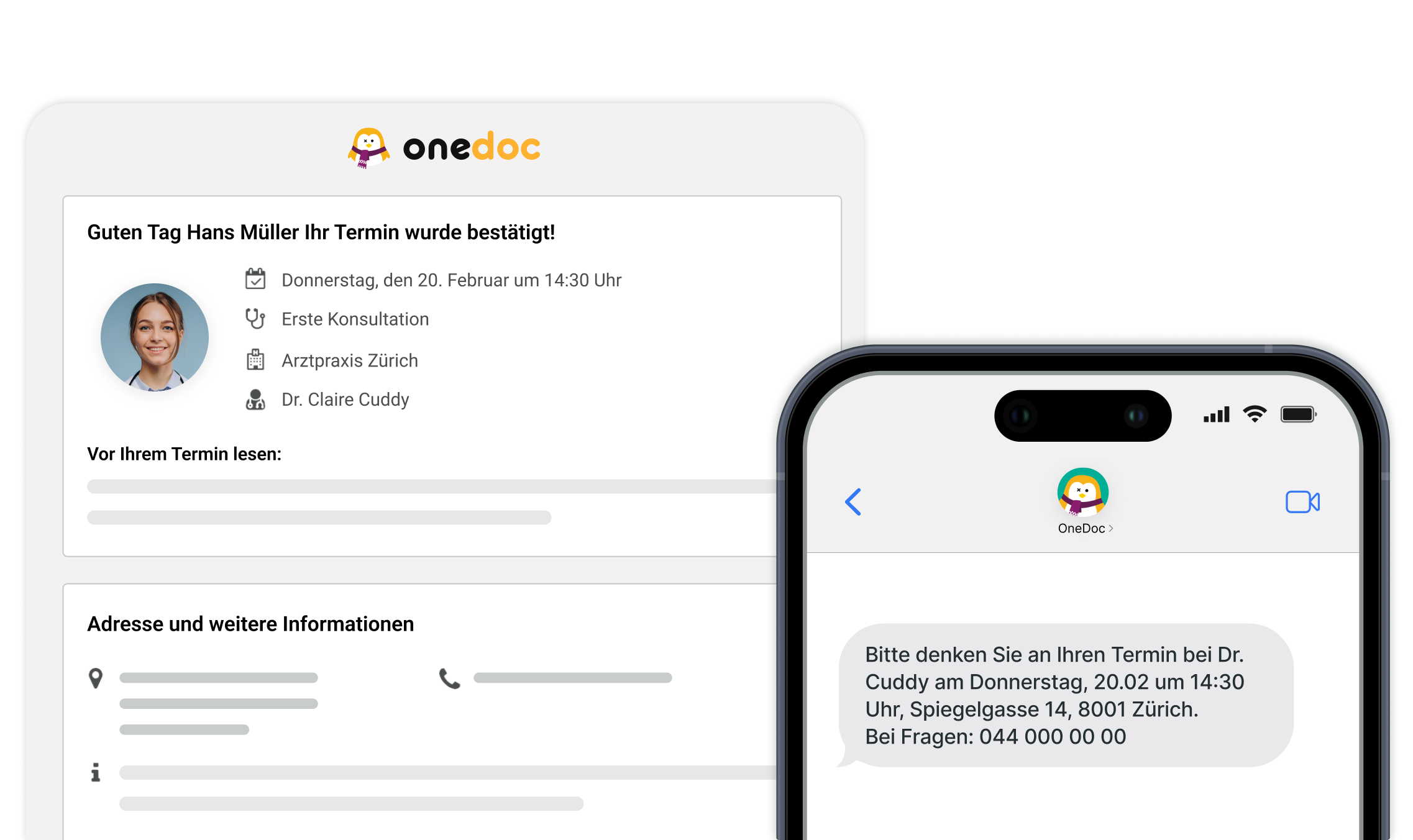 sms-erinnerungen-email-bestätigung Kombinieren SIe automatiserte SMS und Emails um klar mit Patienten zu kommunizieren