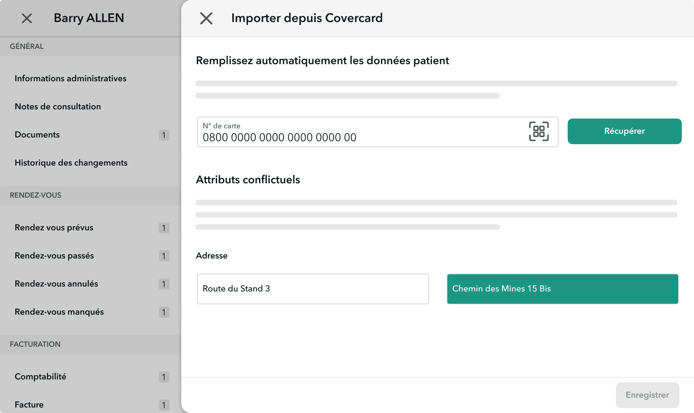 Mise à jour des données patient dans l'interface OneDoc Pro grâce au Covercard System