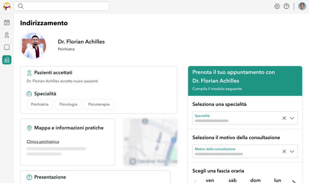 Interfaccia OneDoc pro che mostra il funzionamento dell'indirizzamento dei pazienti