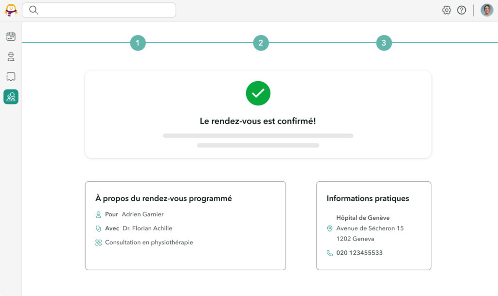 adressage-rendez-vous-confirme Vu d'un écran sur lequel on peut voir qu'un rendez-vous d'adressage a été confirmé sur OneDoc Pro