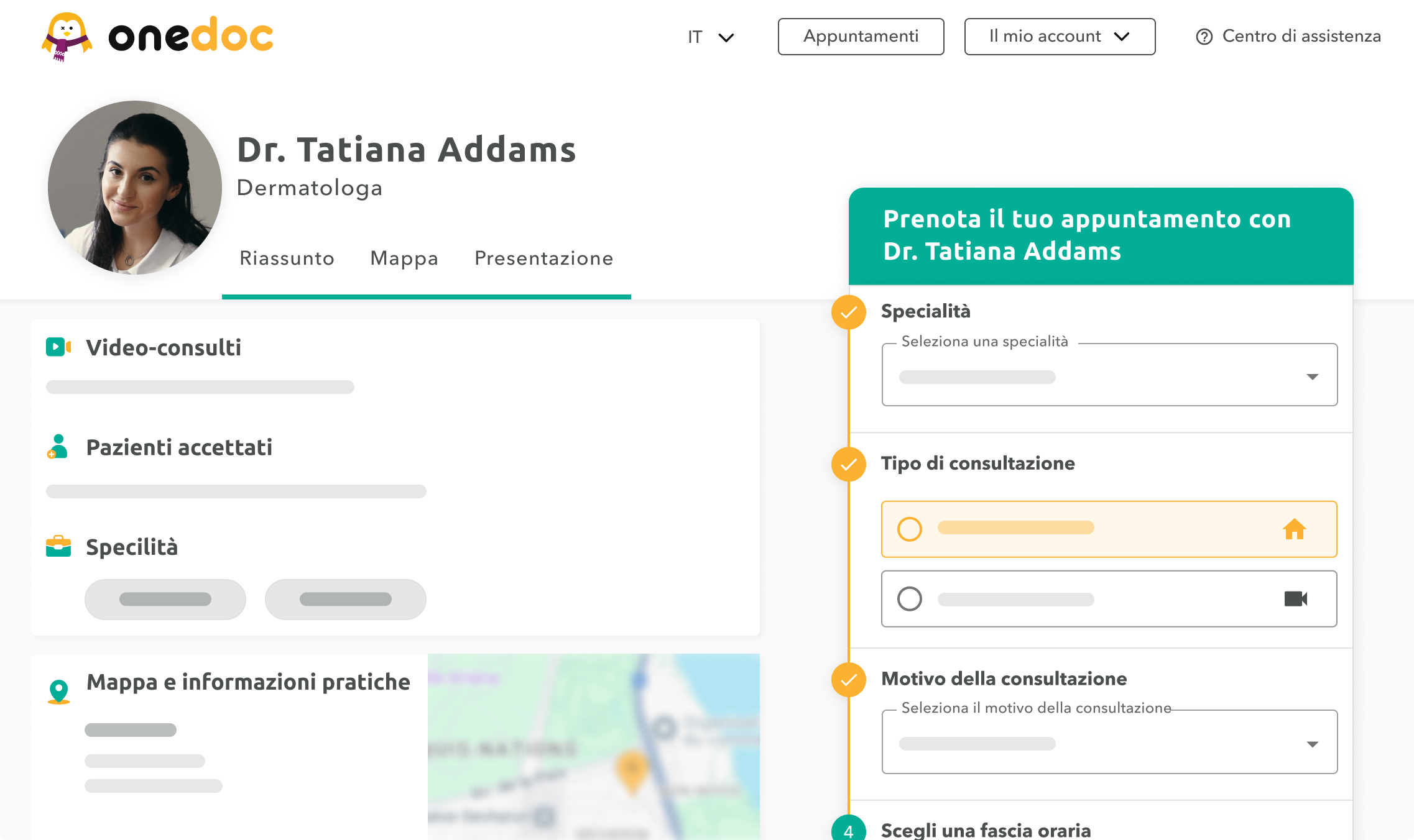 OneDoc-ch profil und Online Terminbuchung für Dermatologen