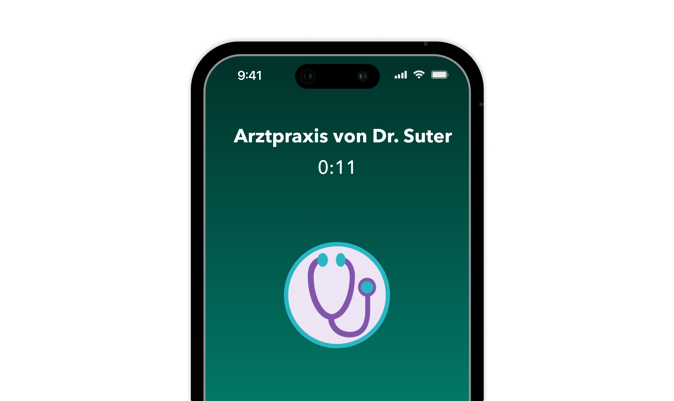 Emma-Telefonassistentin Telefonbildschirm, der einen laufenden Anruf zwischen einem Patienten und der Telefonassistentin Emma von OneDoc anzeigt