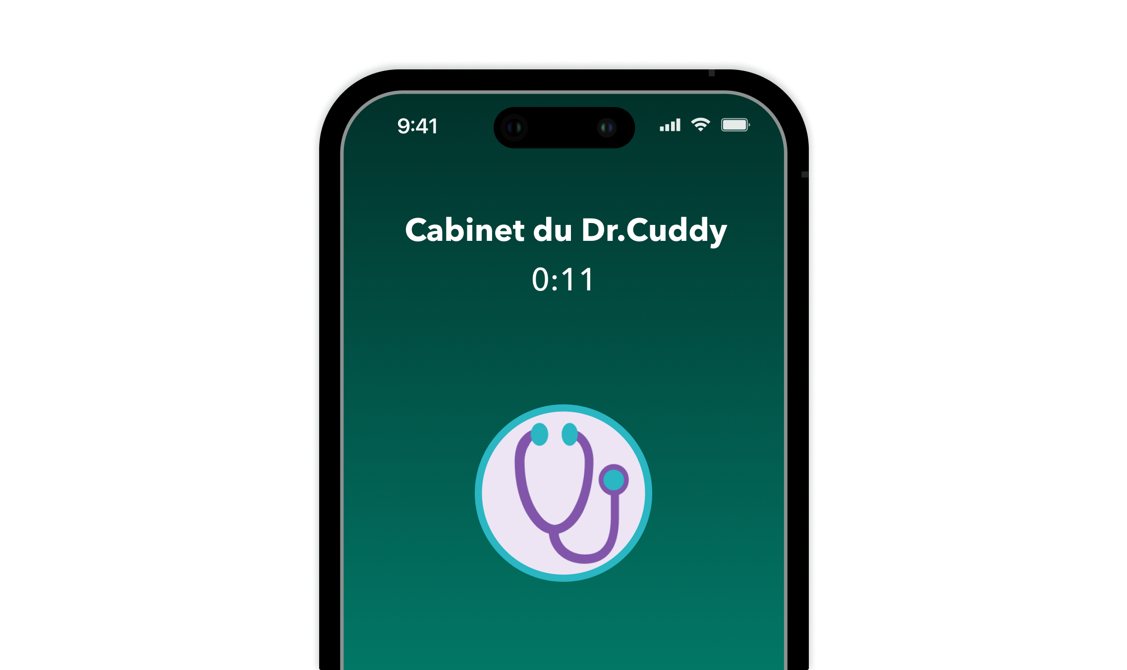 Écran de téléphone affichant un appel en cours entre un patient et l'assistant téléphonique Emma de OneDoc