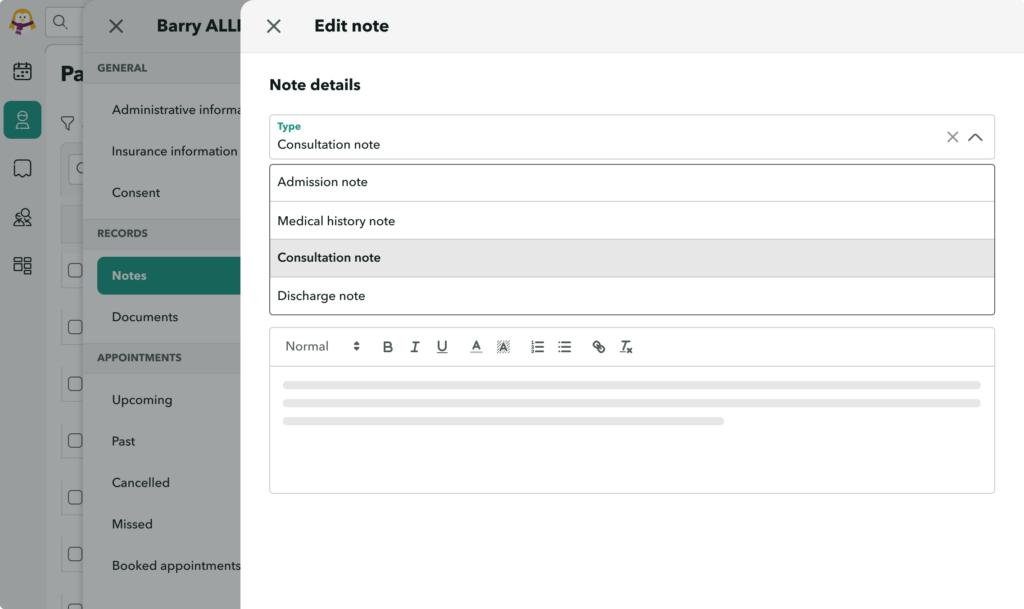 Overview of creating notes in OneDoc Pro, including selecting the note type